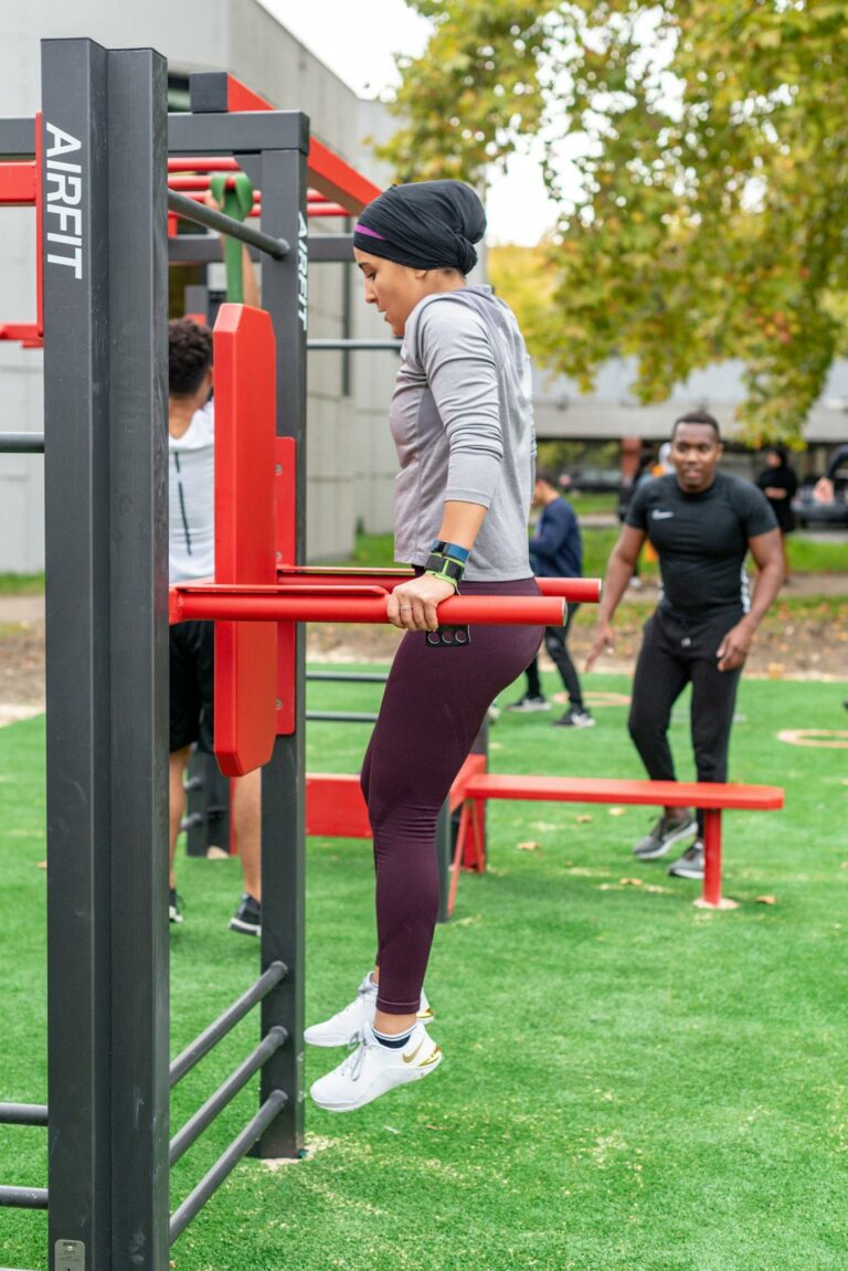 
A Woman Doing Dips 